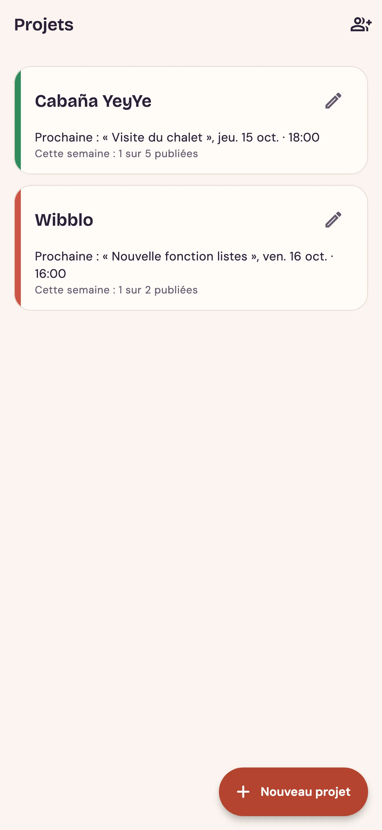 Vue d'ensemble des projets